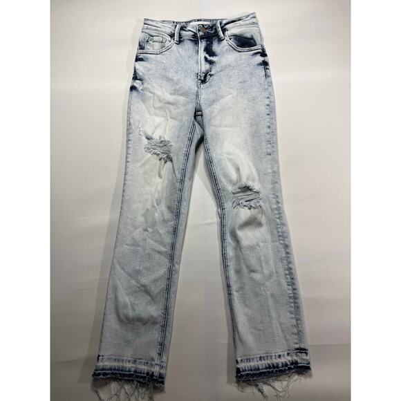 Risen Women's Acid Wash Straight Leg Stretch Denim Jeans - Size 5/27 (27x27) - Picture 1 of 6